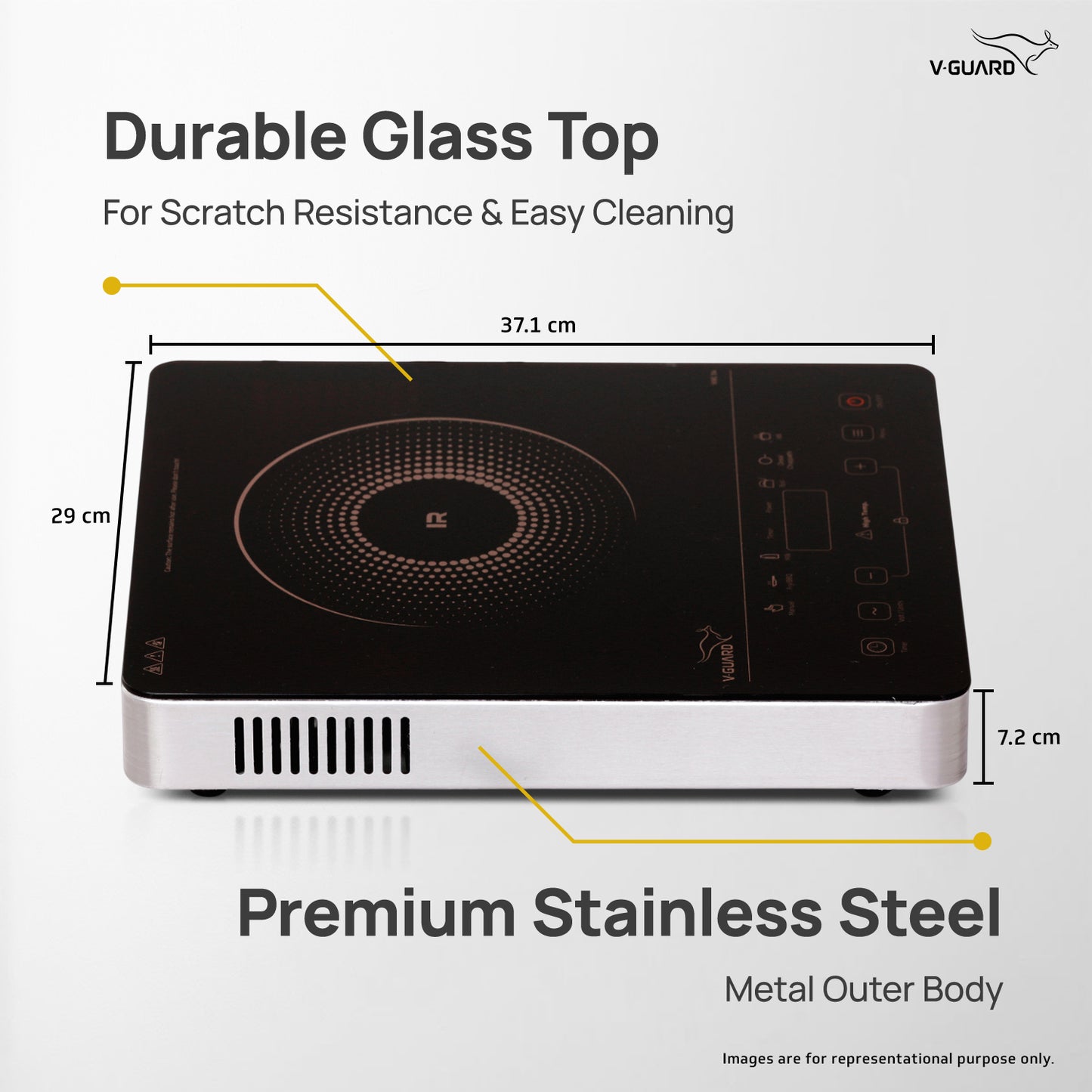 VIRC 04 2200 W Electric Infrared Cooktop | Compatible with All Utensils | Up to 4 kV Surge Protection | BBQ Grill | Touch Panel Control | Stainless Steel Body | Auto-Cut off with 11 Temperature Levels