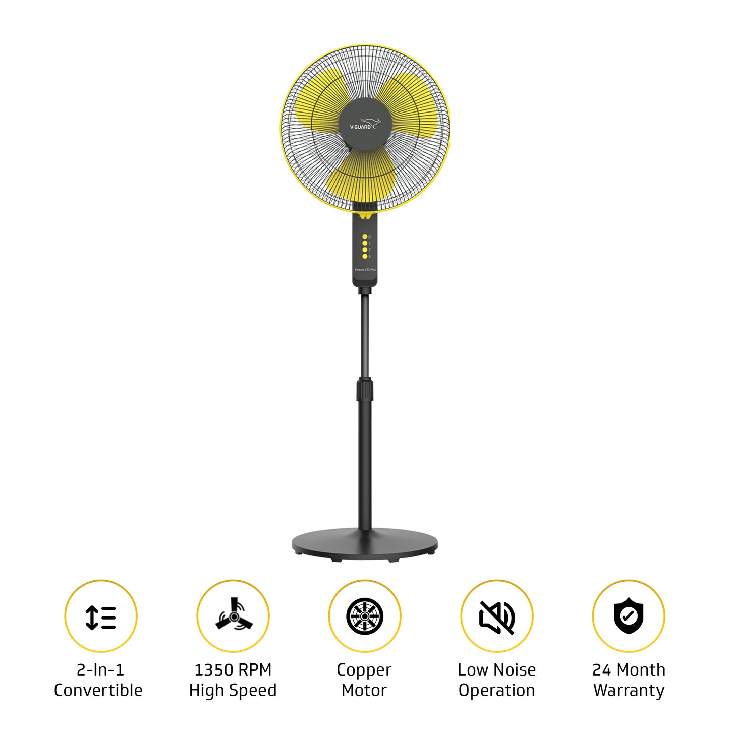 Esfera STS Plus 2 in 1 Convertible Fan 40 cm Pedestal Fan , Yellow Black
