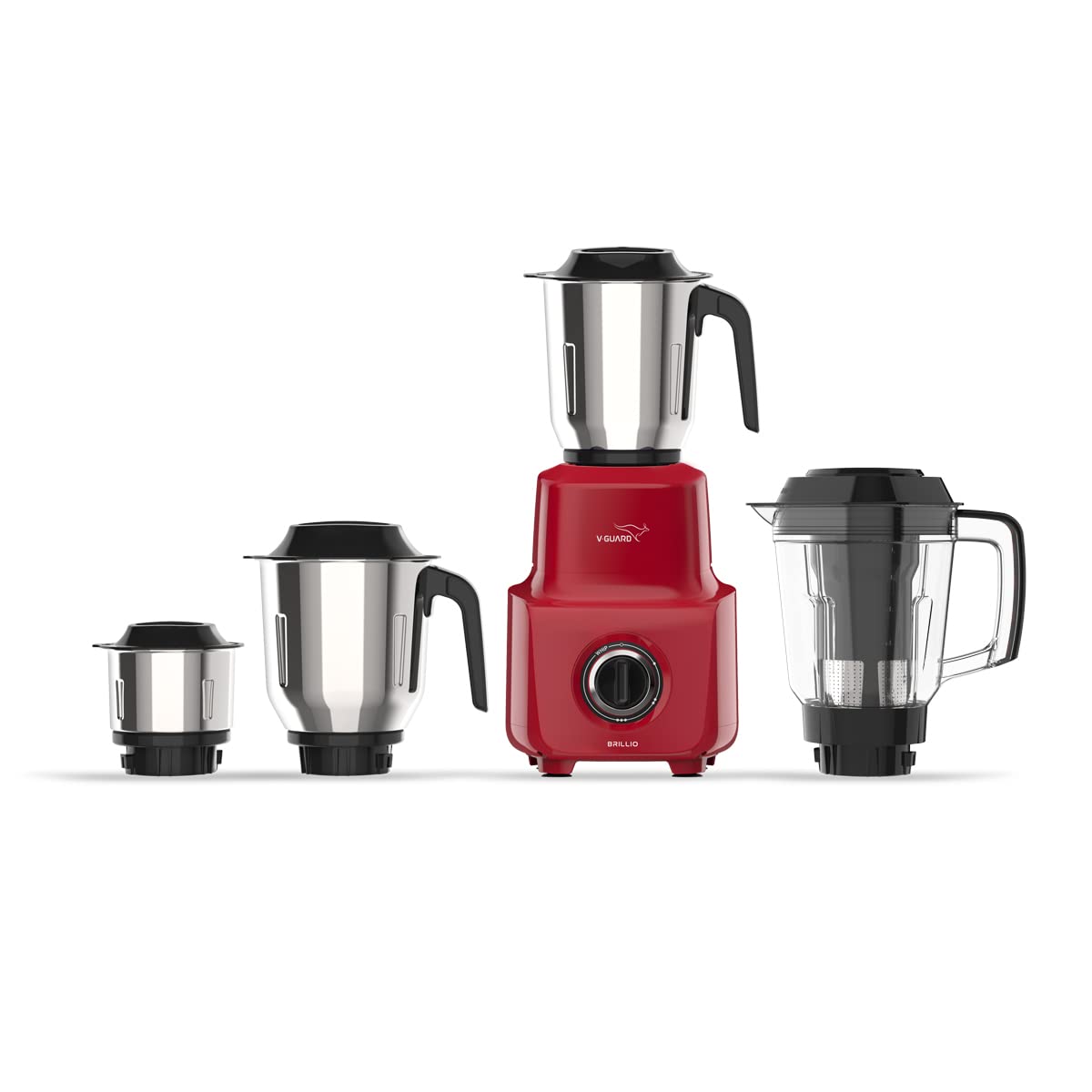 Brillio 750 Watt Juicer Mixer Grinder, 3 Year Motor Warranty, 4 Jars(Chutney, Dry, Wet & Juicer), Sturdy Juicer Jar with QuadraFlow Design