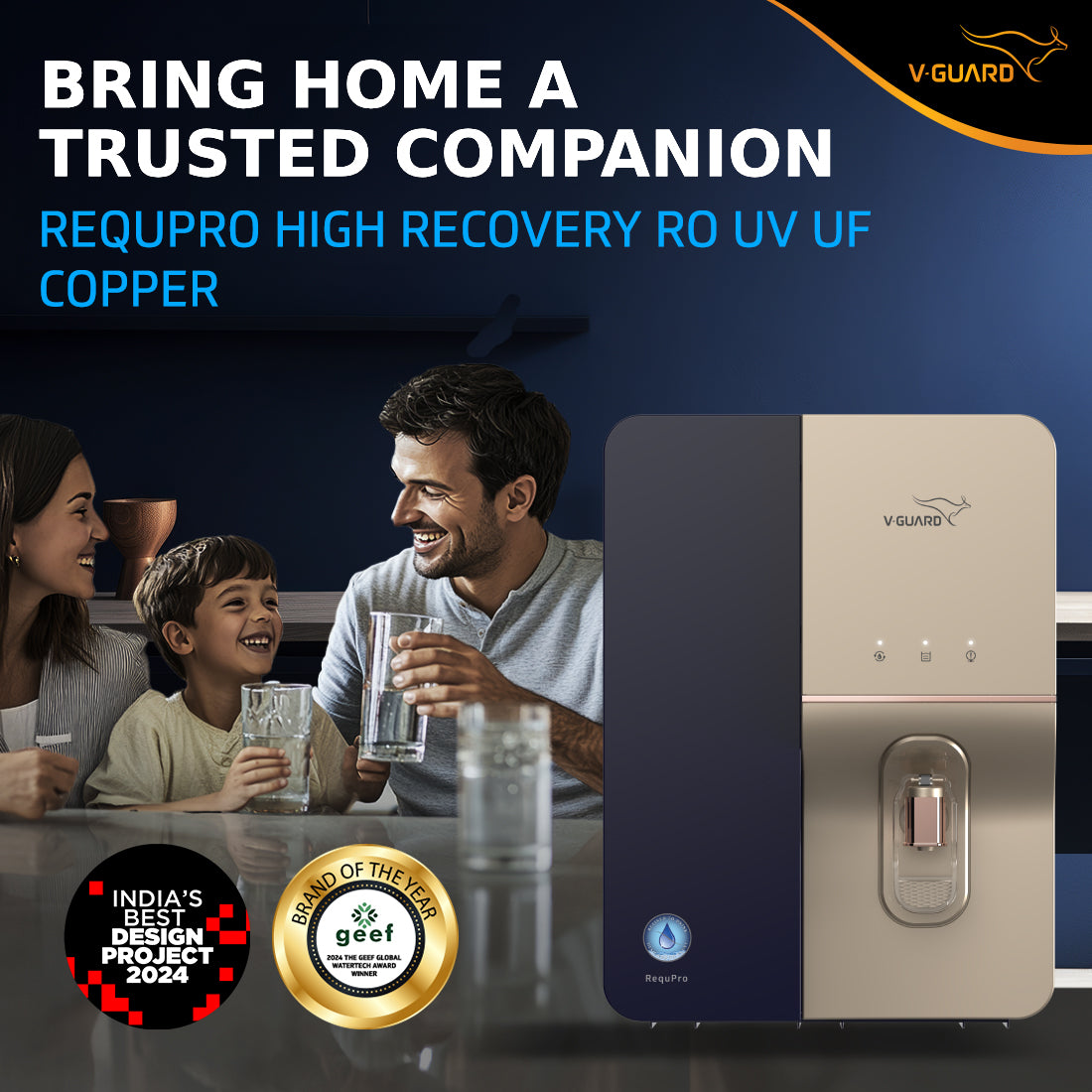 RequPro True High Recovery RO UV UF Copper Water Purifier with Stainless Steel Storage Tank, 9 Stage Purification
