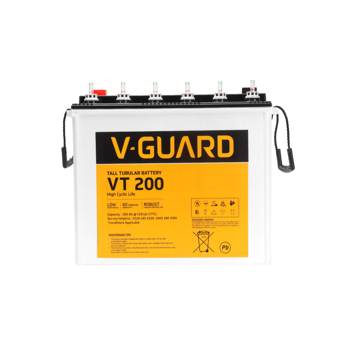 VT 200 Inverter Battery | Tubular Technology | High Backup Performance | 3+2 Years Warranty