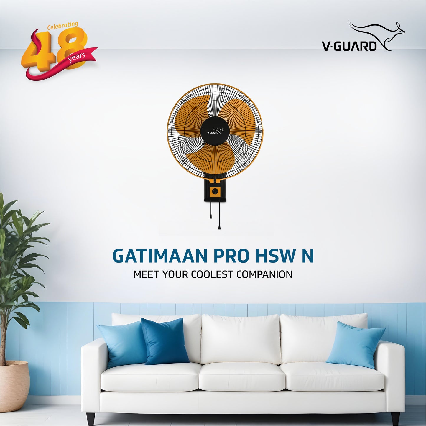 Gatimaan Pro HSW N High Speed Wall Fan, Orange Black
