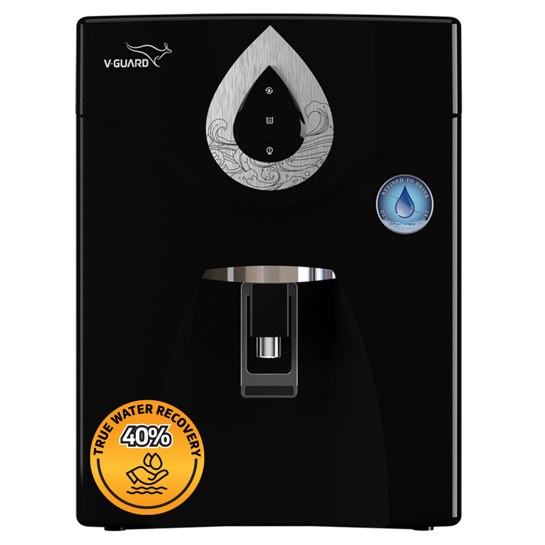 V-Guard Zenora RO MF Water Purifier for Home | Up to 40% Water Recovery | 7 Stage Purification | 1 Year Unconditional Warranty by V-Guard | GEEF Global WaterTech Award 2024 Winner | 7 Litre, Black