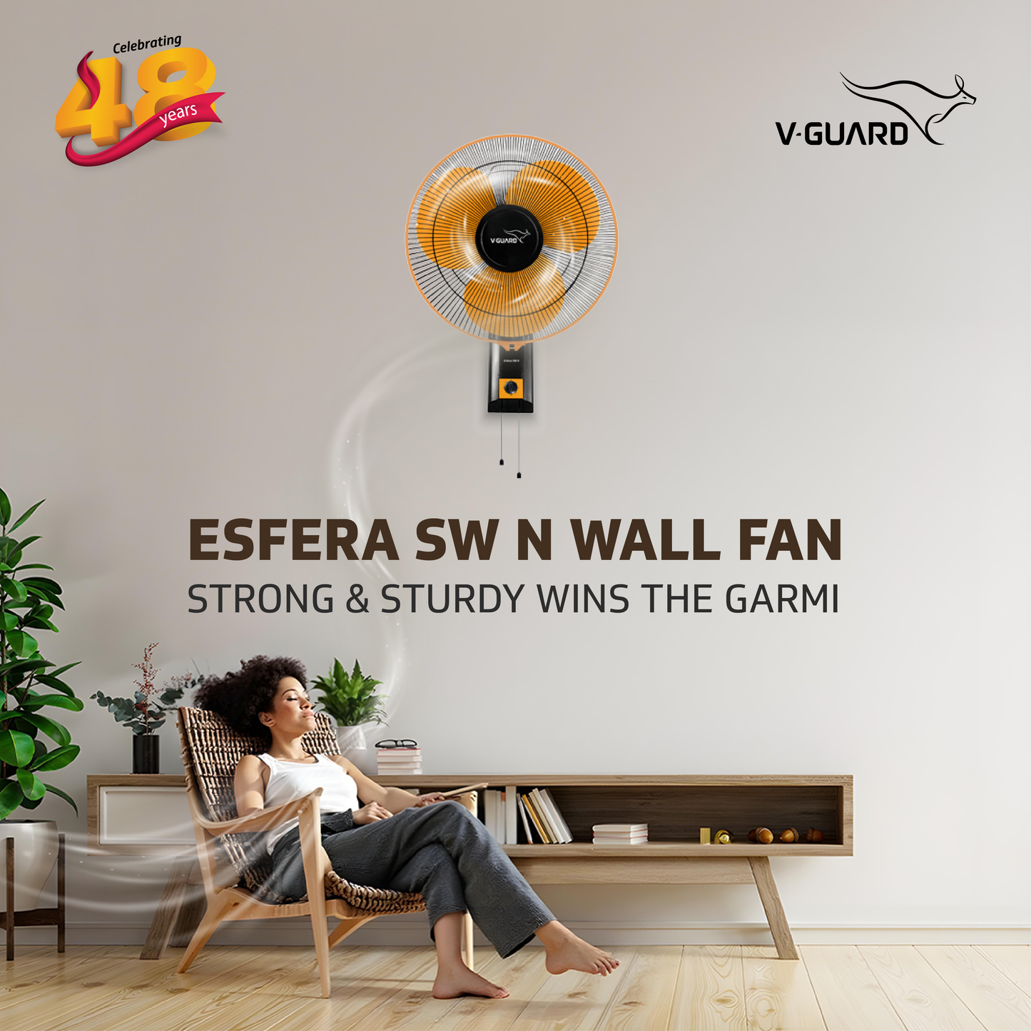 Esfera SW N Wall Fan, 40 cm, Orange Black
