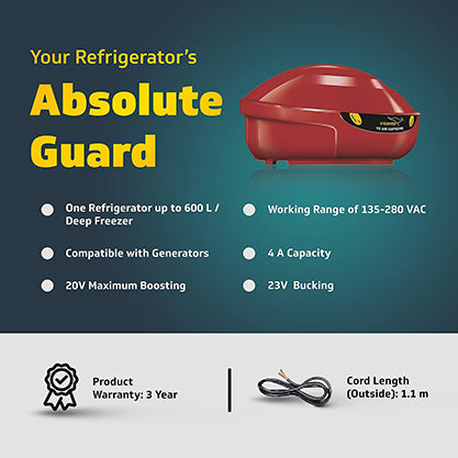 VG 100 Supreme Stabilizer for Refrigerators or Deep Freezer up to 600 L Advance Overheat Protection (Cherry Red)