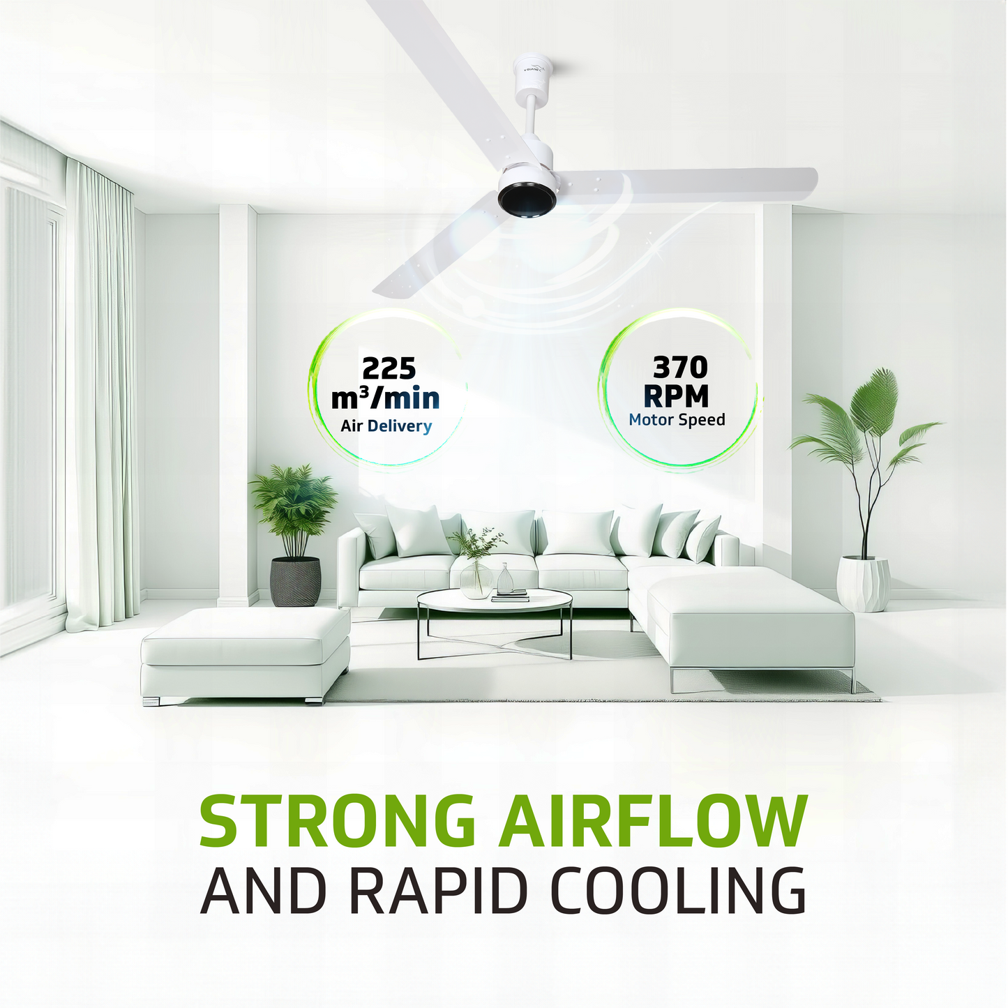 Zenair 5 Star 1200 mm 3 Blade Ceiling Fan (BLDC Motor with Remote | Pearl White
