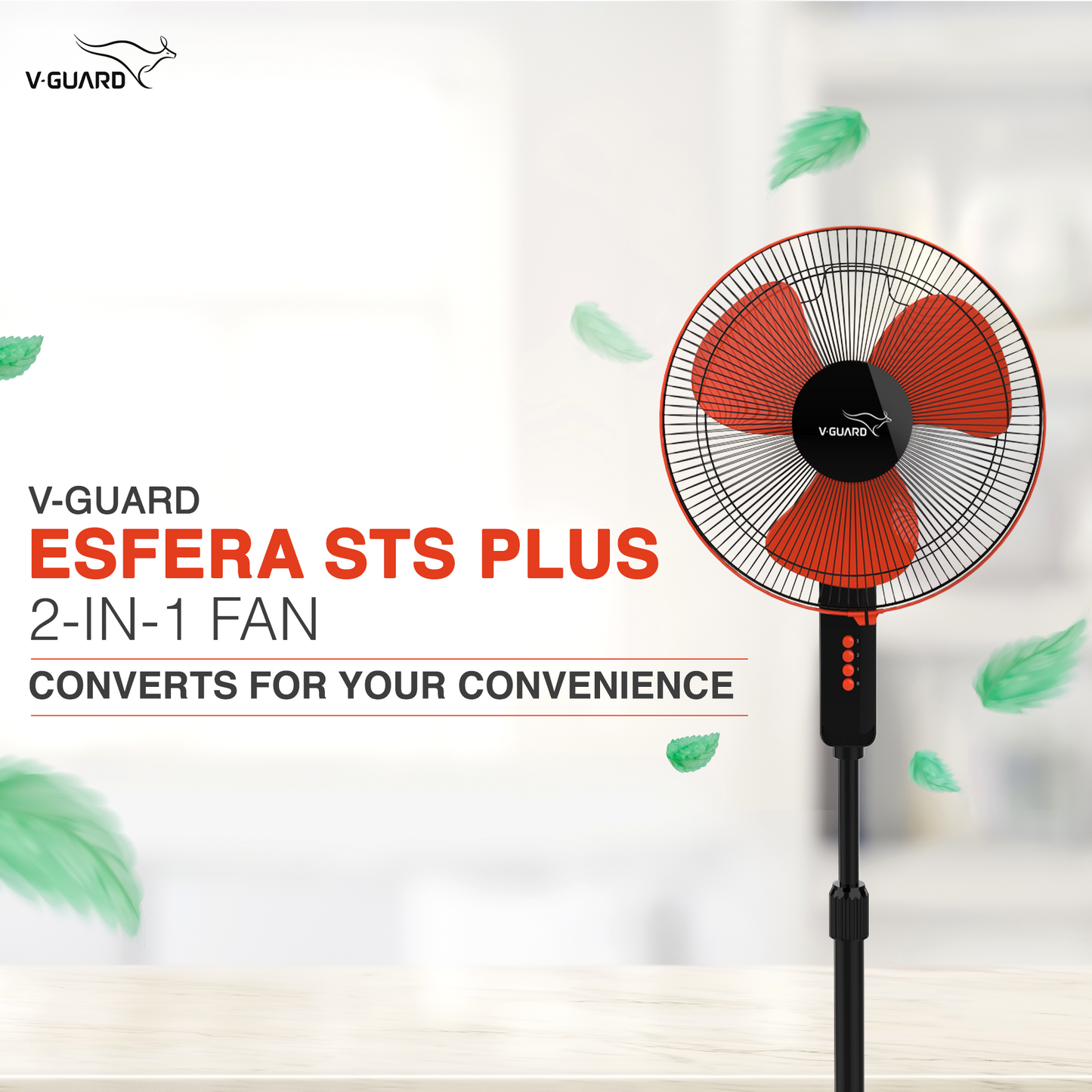 Esfera STS Plus 2-in-1 Pedestal Fan, 3 blade, 40 cm, Red Black