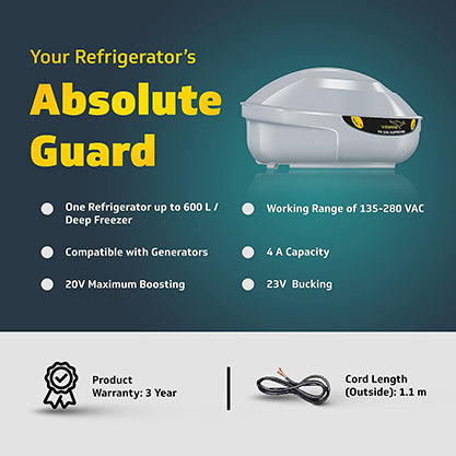 VG 100 Supreme Stabilizer for Refrigerators or Deep Freezer up to 600 L Advance Overheat Protection (Supreme Grey)