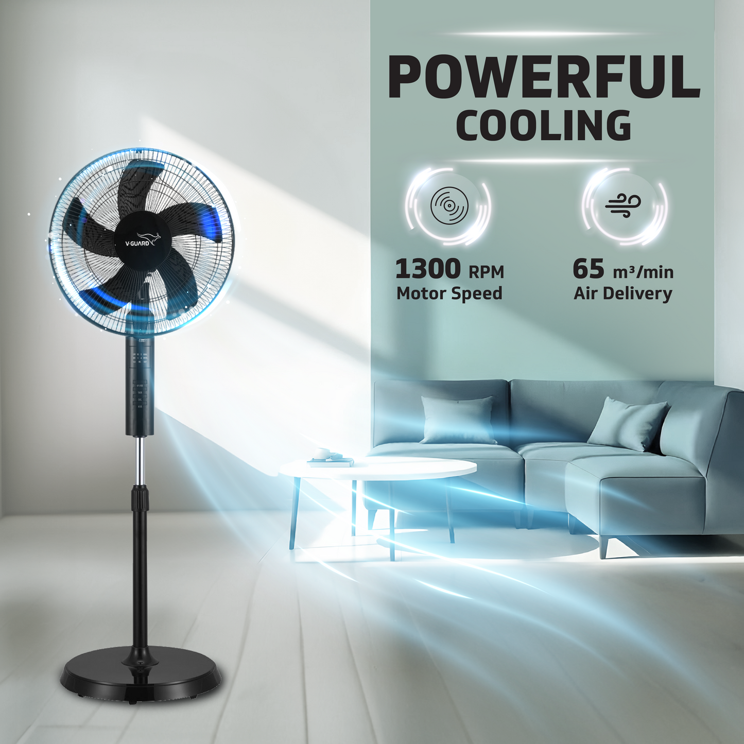 Esfera Remote 5 Blade 40 cm Pedestal Fan, Black