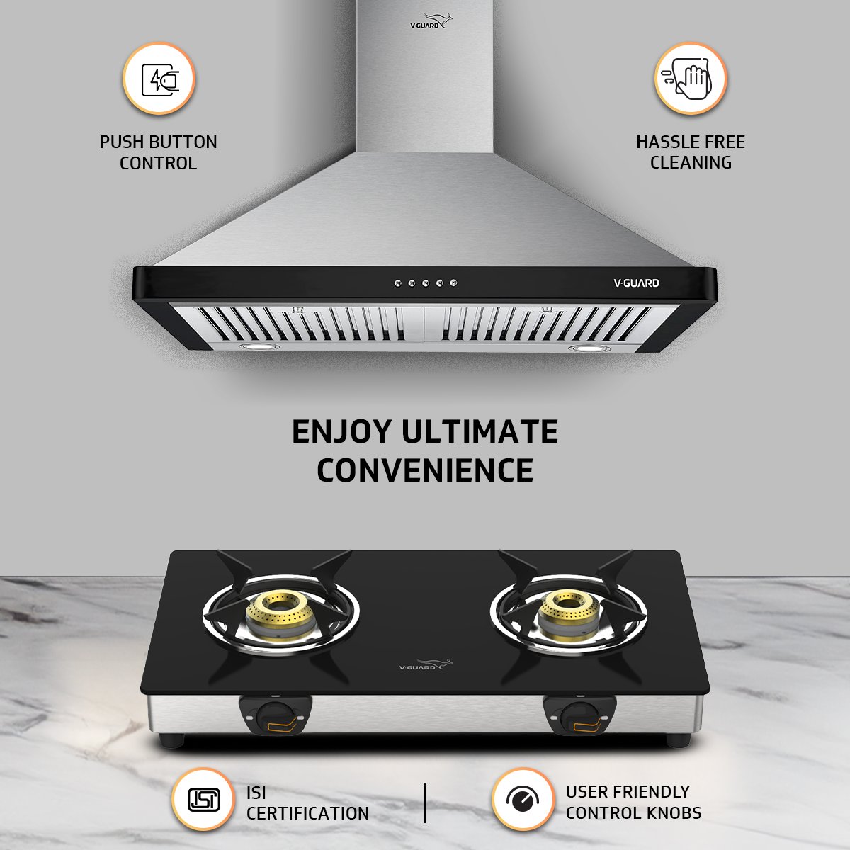 V-Guard M20 60 cm Wide Chimney and VGD 260 SX Gas Stove Combo- The Ultimate Kitchen Duo