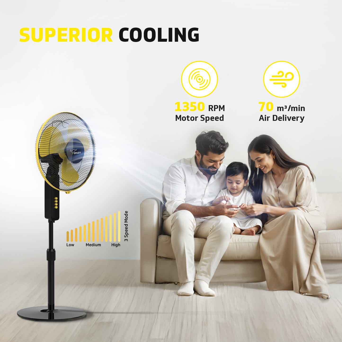 Esfera STS Plus 2 in 1 Convertible Fan 40 cm Pedestal Fan , Yellow Black