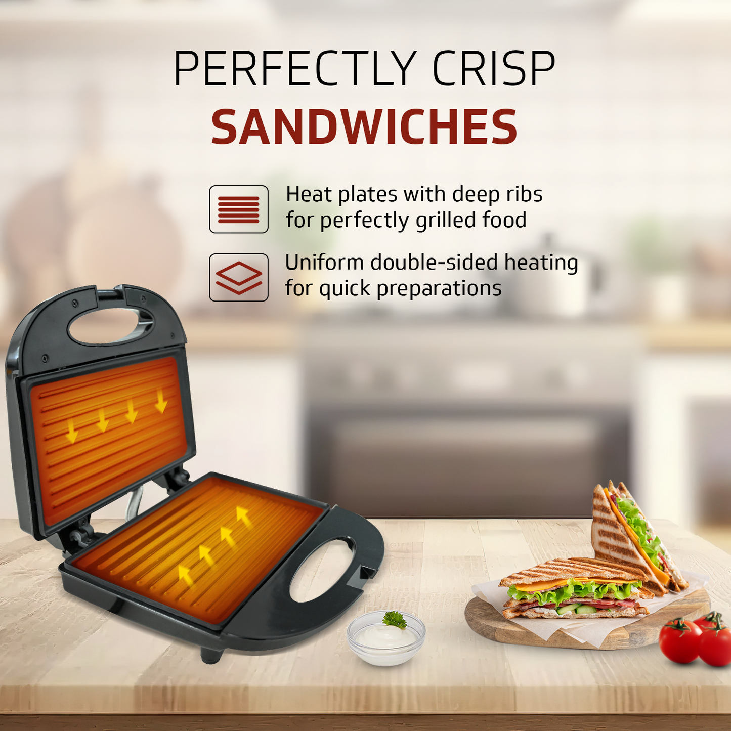 VSG80 2 Slice Grill Sandwich Maker | Fixed Non-Stick Grill Plates with Powerful 800 Watt Heating Rods |Easy to Clean Non-Stick Greblon Coating | 1 Year Warranty