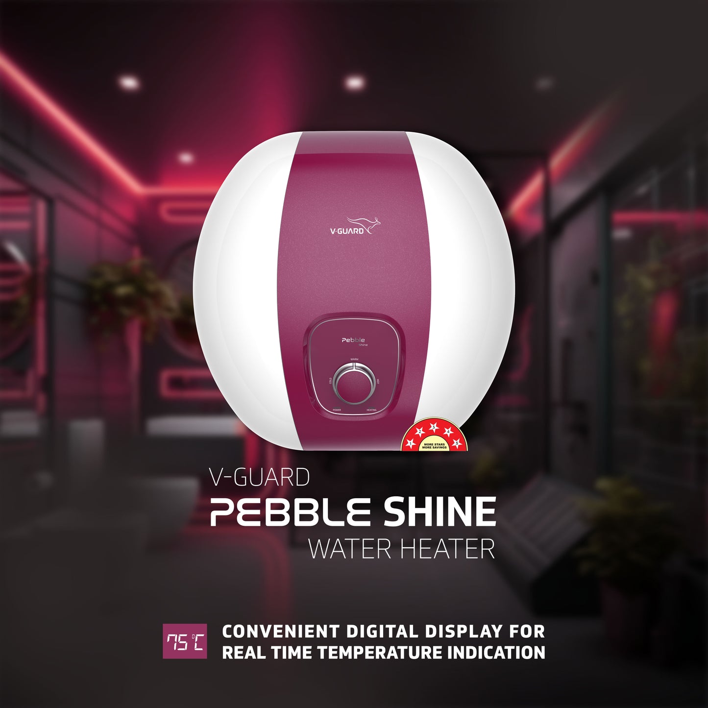 Pebble Shine 15 L Water Heater with Rust Proof ABS Body