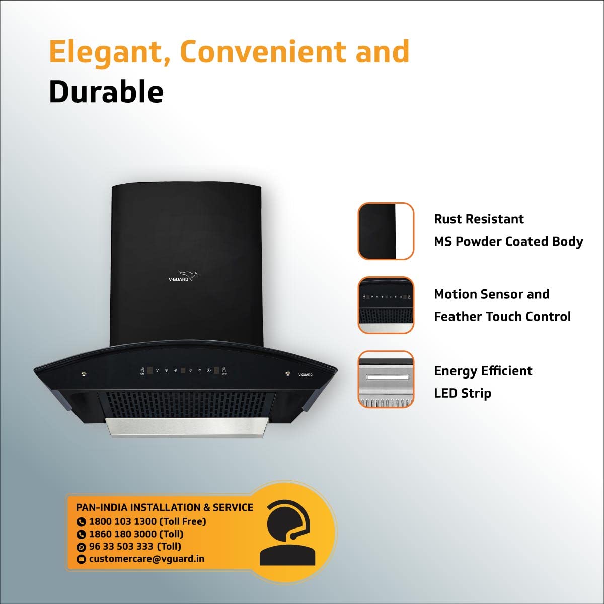 X10 BL180 Kitchen Chimney with 1350m³/hr Suction, Intelligent Auto Clean, Curved Glass, Baffle Filter, Motion Sensor Controls, Oil Collector Tray, LED Light (Black)