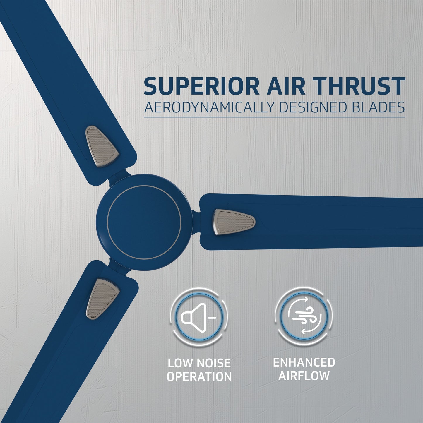 Windle Deco AS Designer Ceiling Fan for Home 1.2 m, Admiral Blue