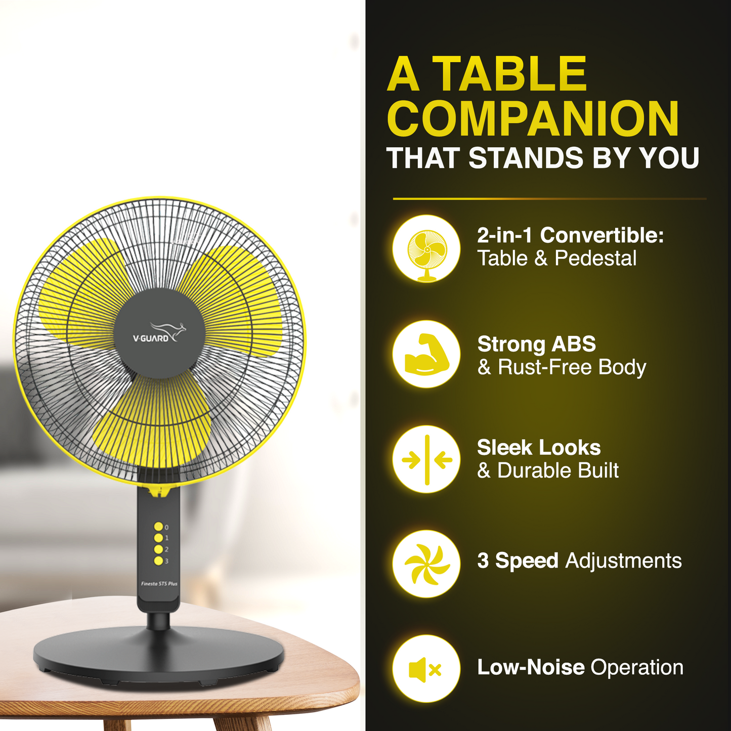 Esfera STS Plus 2 in 1 Convertible Fan 40 cm Pedestal Fan  , Yellow Black