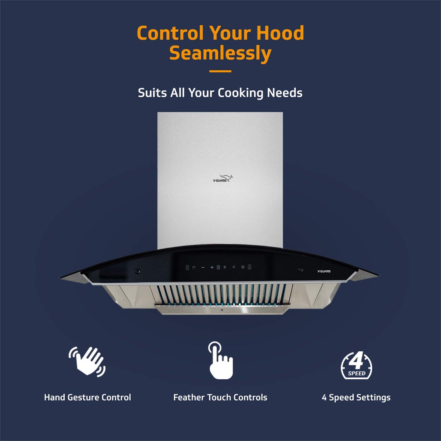 A20 90cm Kitchen Chimney 1400m cmh Suction with Baffle Filter(Auto Clean, Motion Sensor)