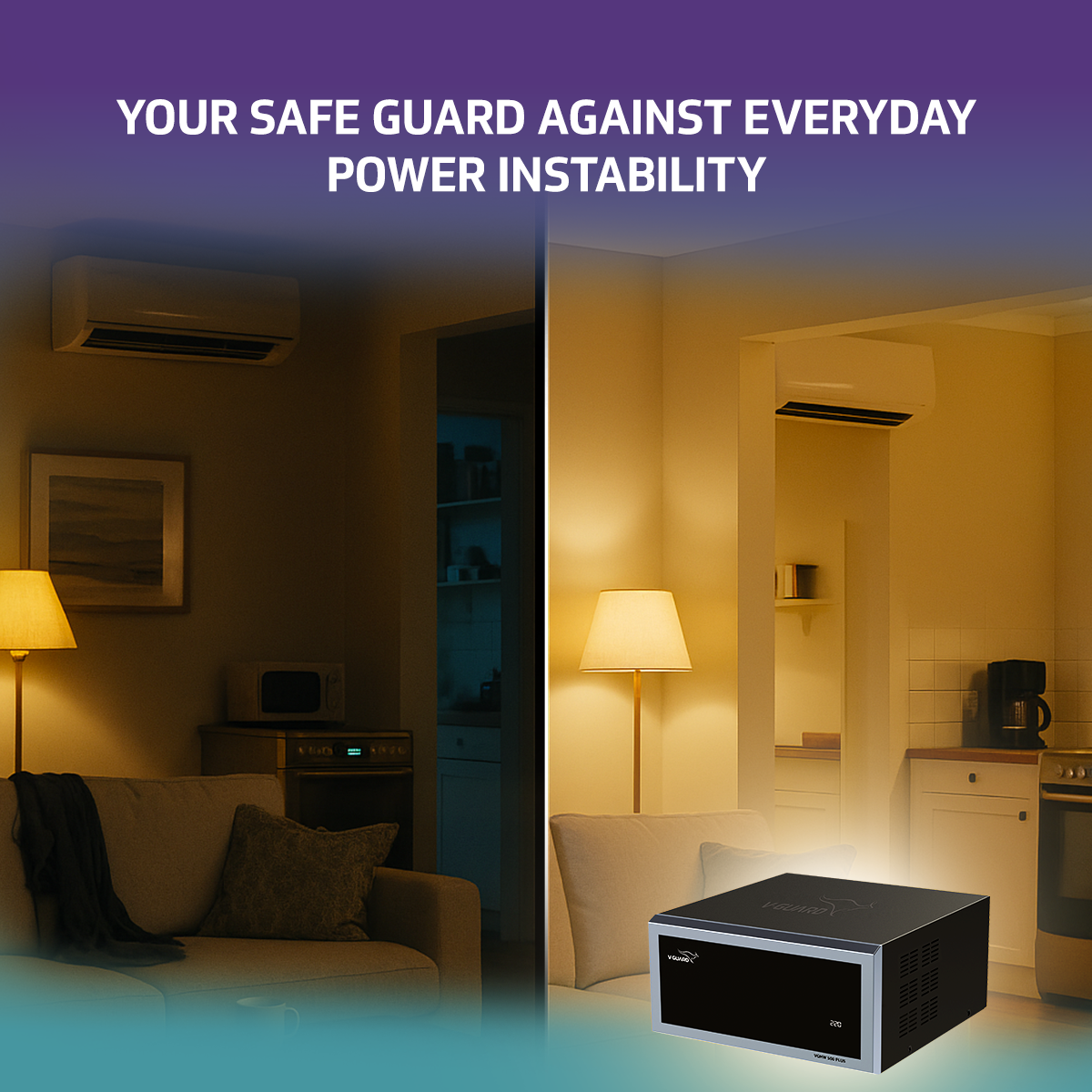 V-Guard Duralis 500 Mainline Stabilizer for Home | Digital Display | Thermal Overload Protection | Wide Input Voltage Range (Working Range 90 VAC-300 VAC) | 2 Year Warranty by V-Guard | Grey