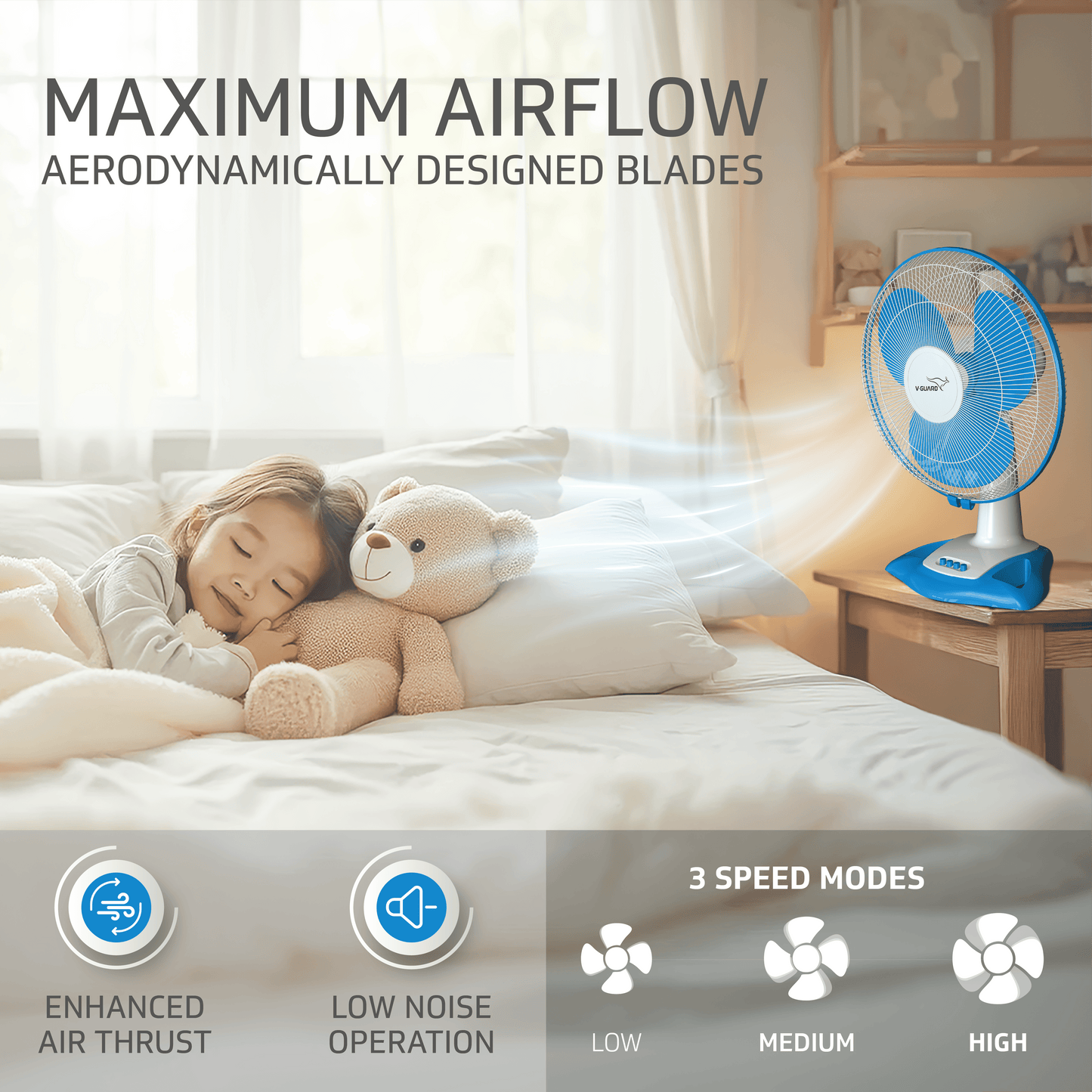Esfera TF Table Fan, 1350 RPM, White Blue