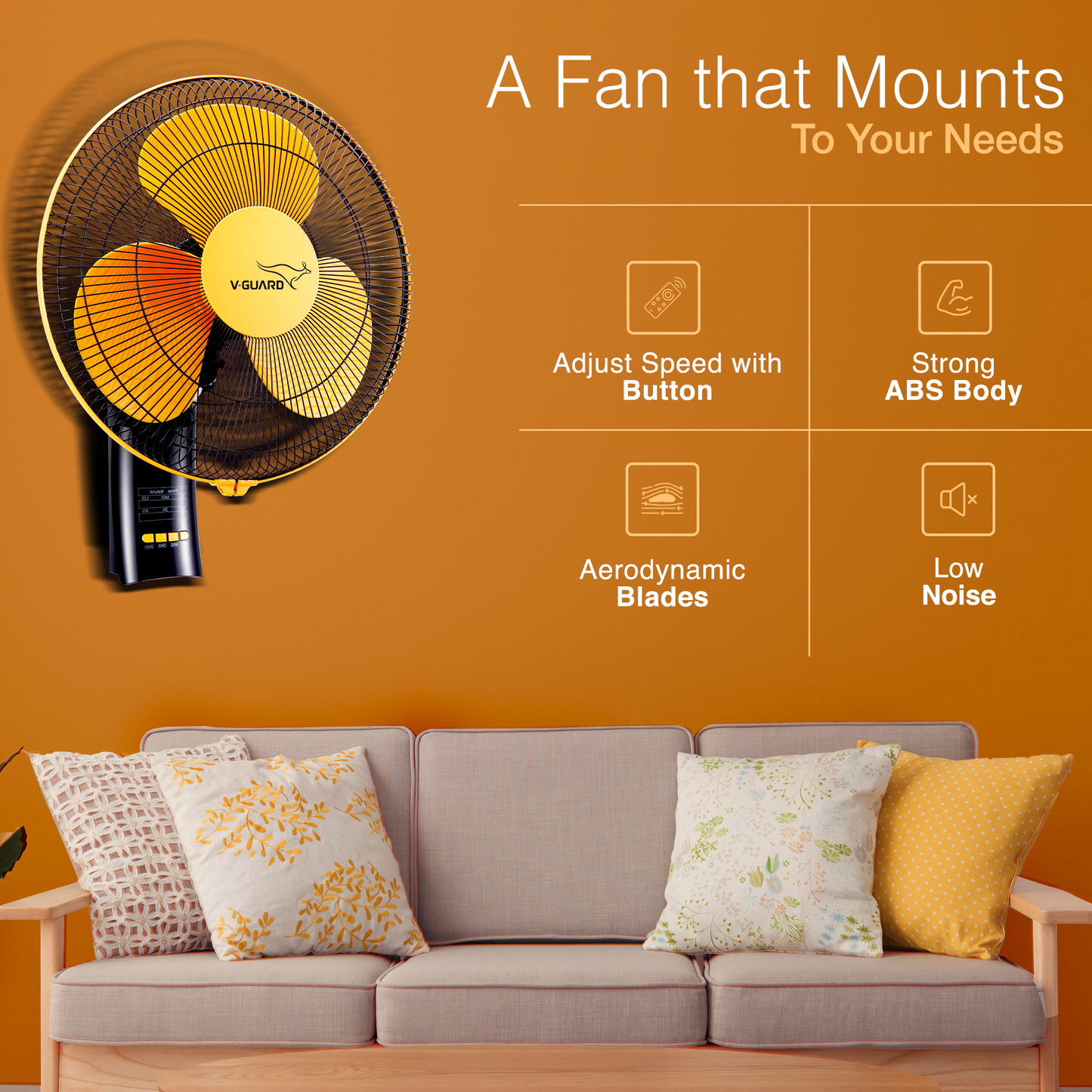 Esfera PLUS RW 16 Remote Wall Fan, 40 cm, Orange Black