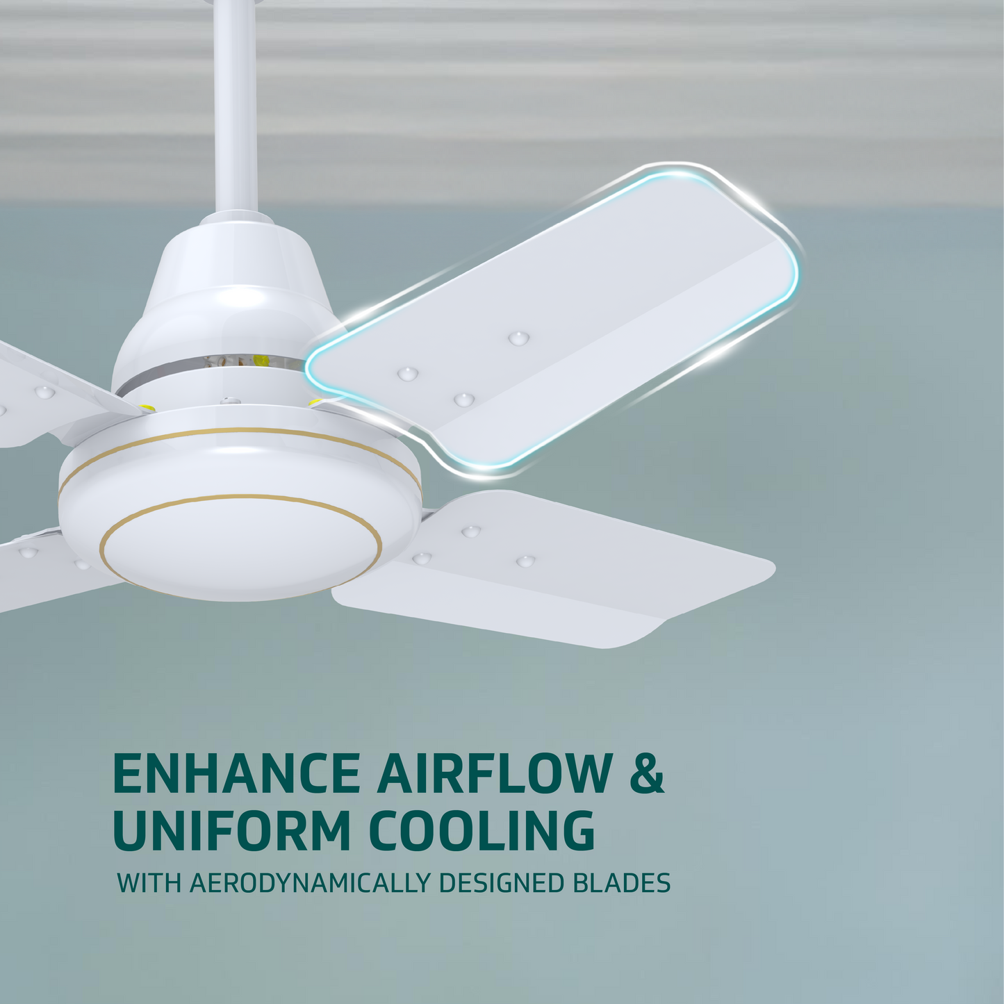 Windle Pro Plus High-Speed Ceiling Fan For Home | 100% Copper 830 RPM Motor | Powder-Coated Gloss Finish | 4 Blade Ceiling Fan | White | 60 cm
