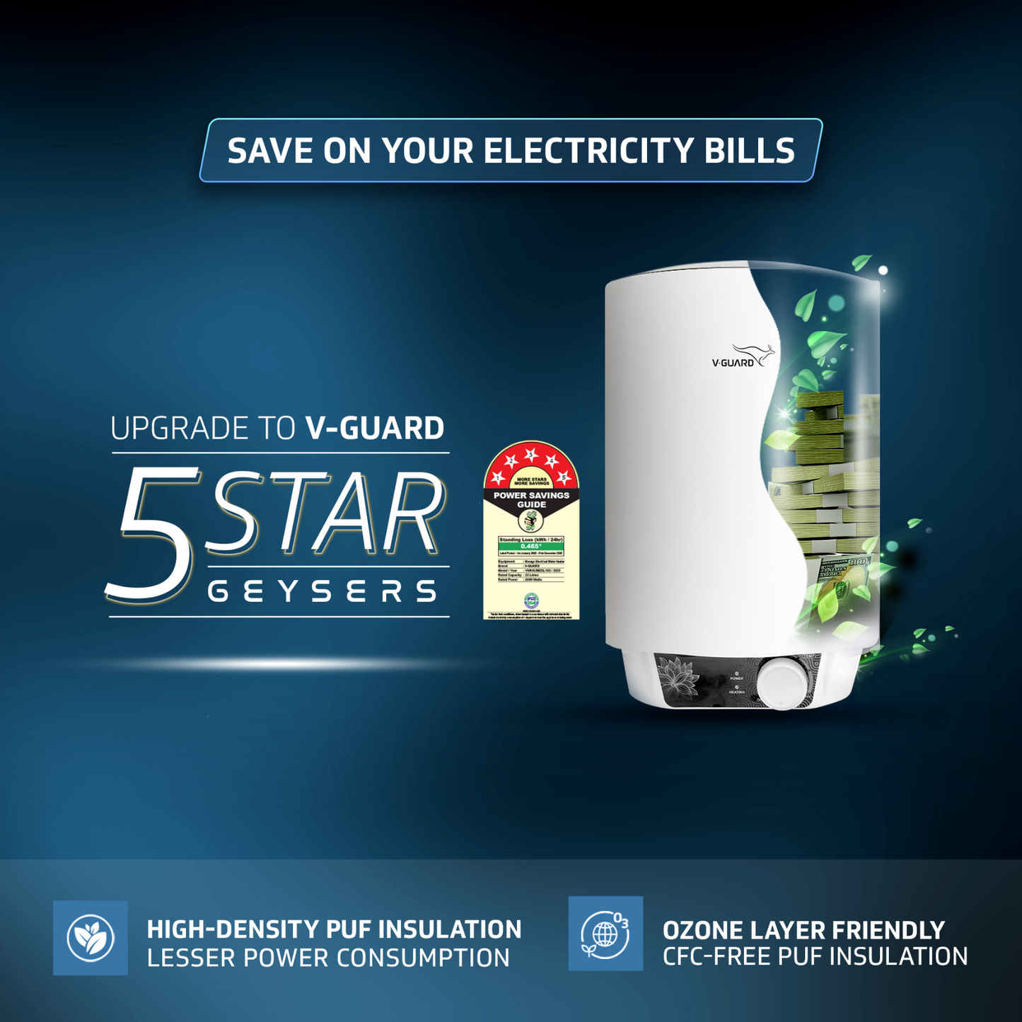 V-Guard Zio 10 Litre Water Heater for Home | 5 Star Rating | Advanced Multi-layered Safety | Suitable for Hard Water & High-rise Buildings | White