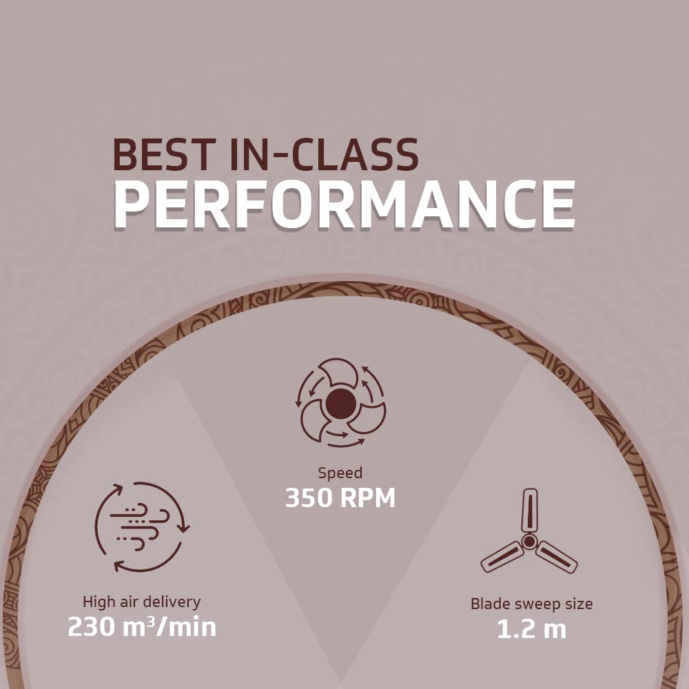 Exado Prime AS 1 Star 1.2 m 3 Blade Ceiling Fan-Choc Brown matt