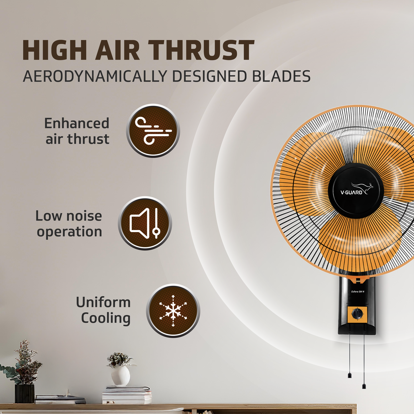 Esfera SW N Wall Fan, 40 cm, Orange Black
