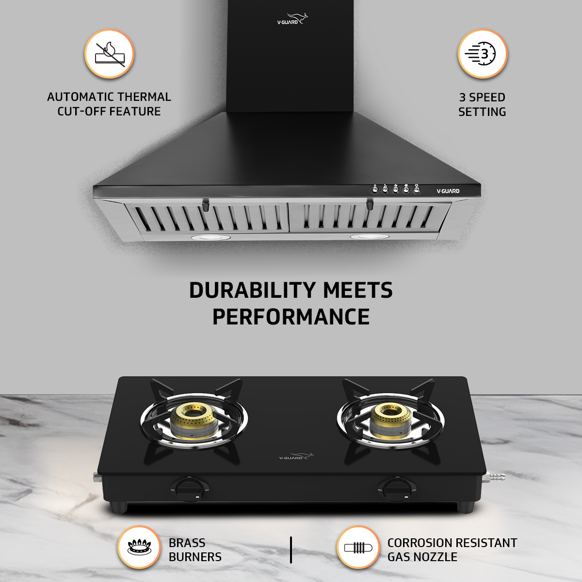 V-Guard M10 Pro 60 cm Wide Chimney and VGD 260 PL Gas Stove Combo- The Ultimate Kitchen Duo