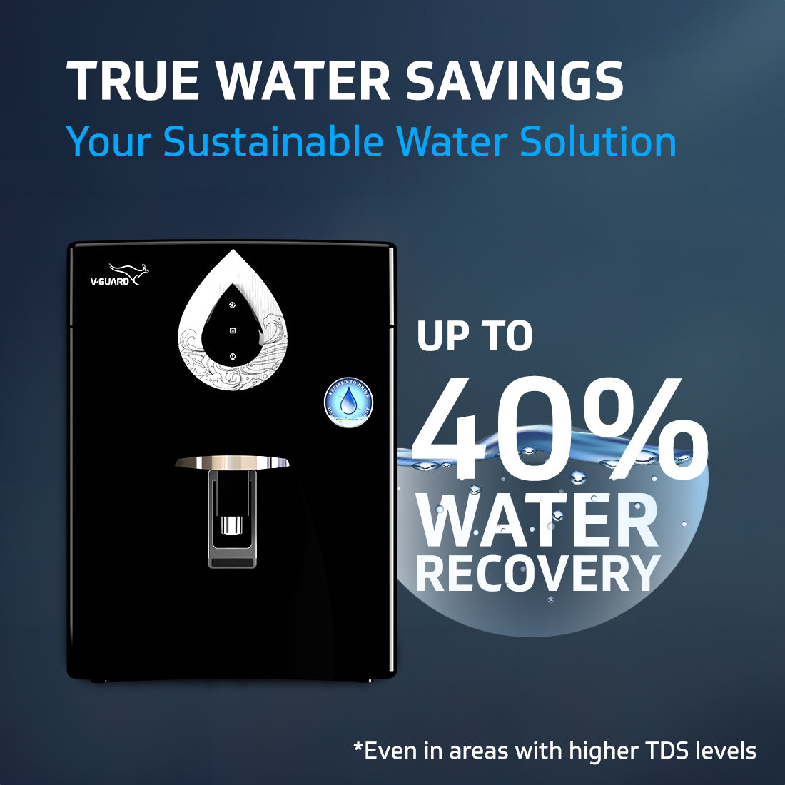 V-Guard Zenora RO MF Water Purifier for Home | Up to 40% Water Recovery | 7 Stage Purification | 1 Year Unconditional Warranty by V-Guard | GEEF Global WaterTech Award 2024 Winner | 7 Litre, Black