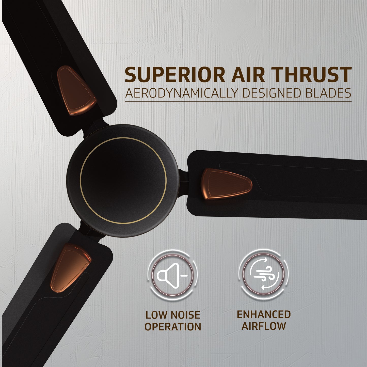 Windle Deco EC Modern Ceiling Fan For Home| High Speed Fan | Exquisite Detailing For Elevated Charm | Powder-Coated Glossy Finish | Matte Brown | 1.2 meters