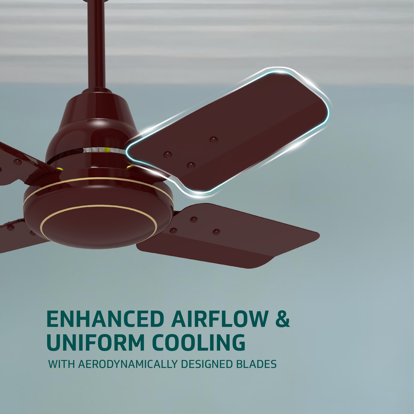 Windle Pro Plus High-Speed Ceiling Fan For Home | 100% Copper 830 RPM Motor | Powder-Coated Gloss Finish | 4 Blade Ceiling Fan | Cherry Brown | 60 cm