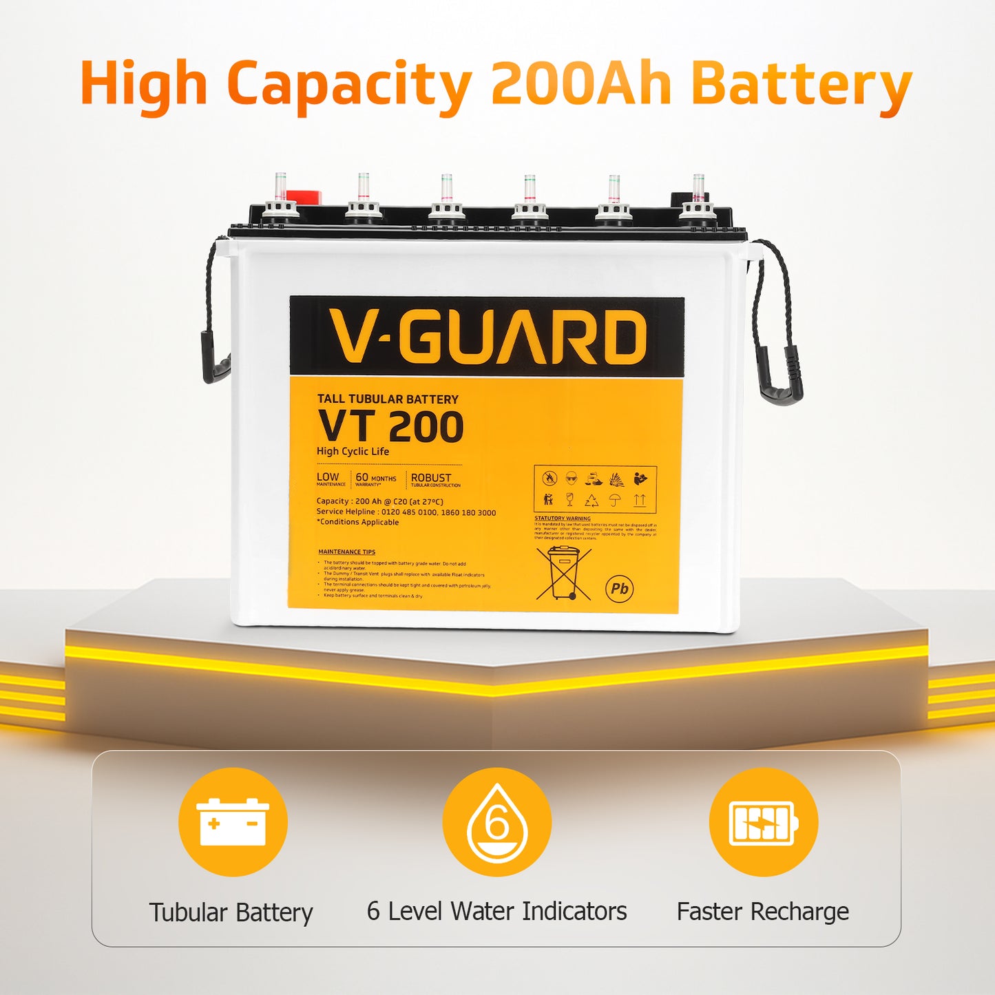 Prime 1150 Inverter + VT 200 Battery Combo for Home, Office & Shops