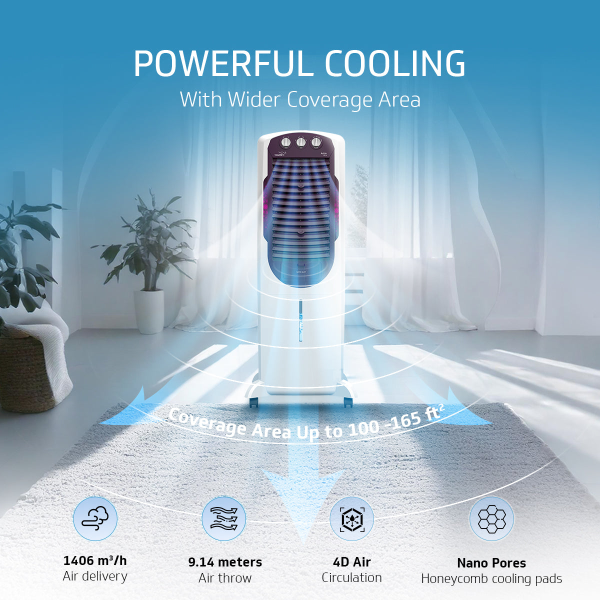 Arido T35 H Air Cooler 35L, Air Delivery - 1300 m3/h