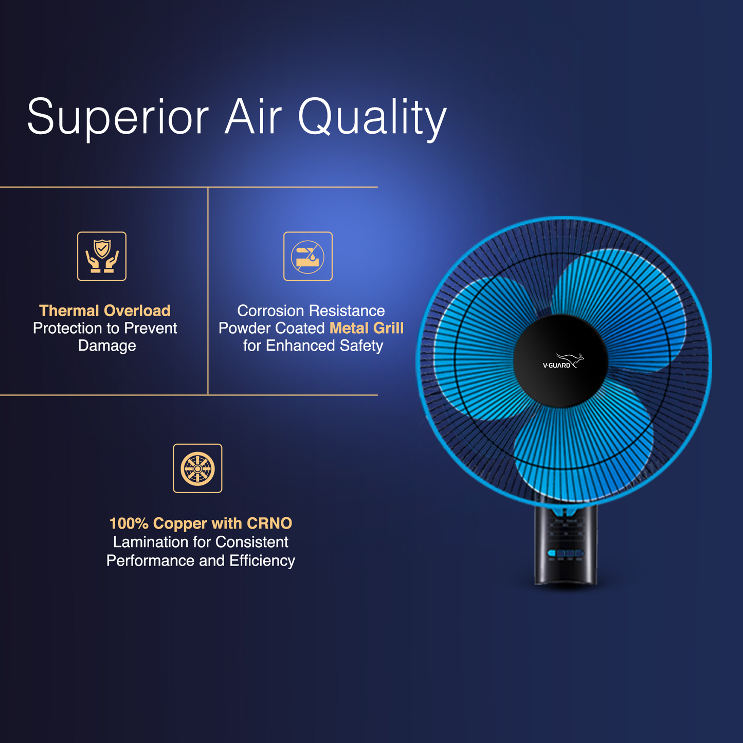 Esfera PLUS RW 16 Remote Wall Fan, 40 cm, Blue Black