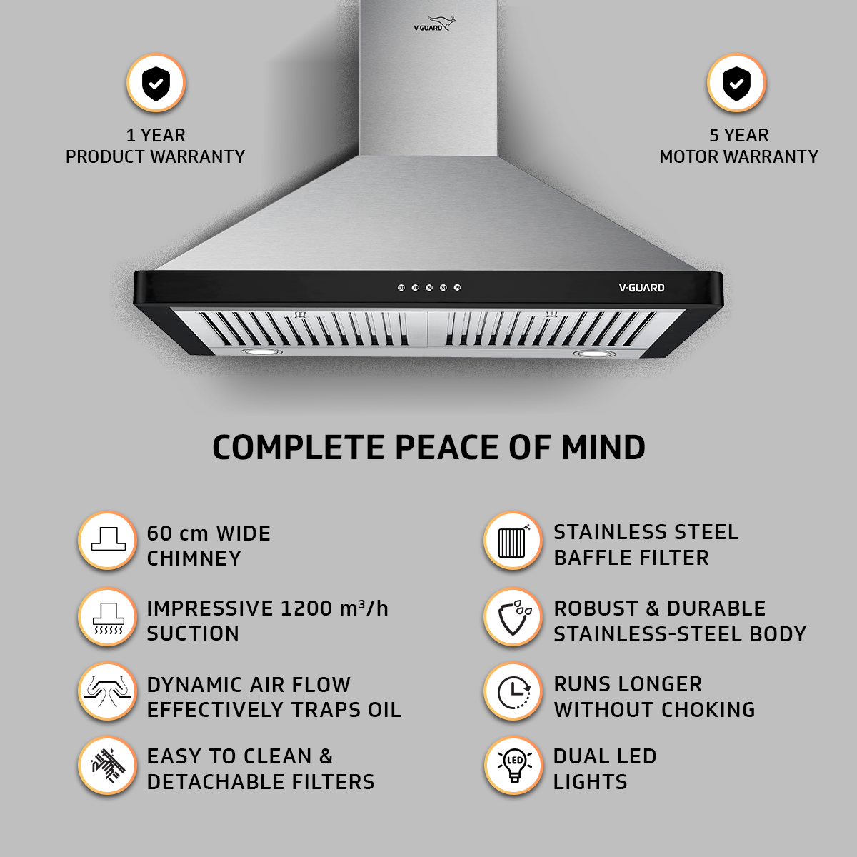 V-Guard M20 60 cm Wide Chimney and VGD 260 SX Gas Stove Combo- The Ultimate Kitchen Duo