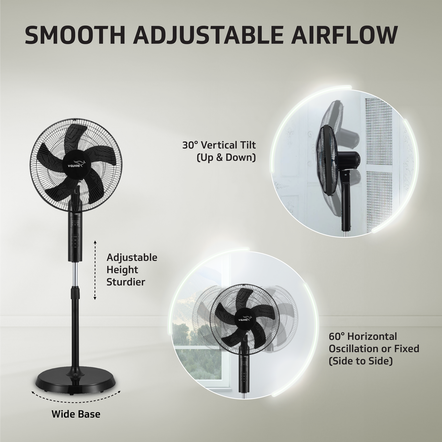 Esfera Remote 5 Blade 40 cm Pedestal Fan, Black
