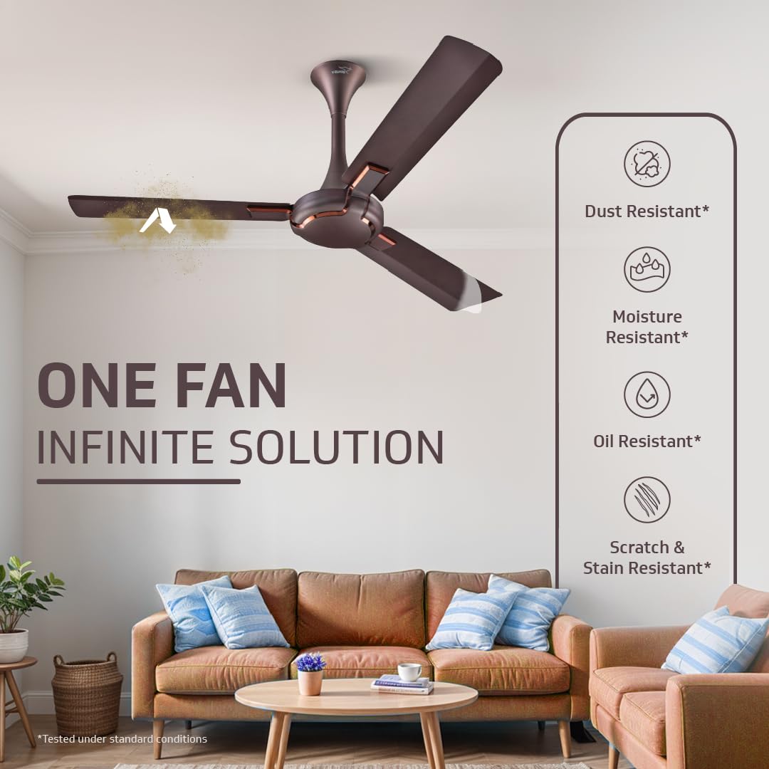 Exado Pro ES BLDC Ceiling Fan For Home, Anti Dust Coating, 5-Star Energy Saving, Remote Control, 100% Copper Motor, 1.2M (Elegance Brown Matte)