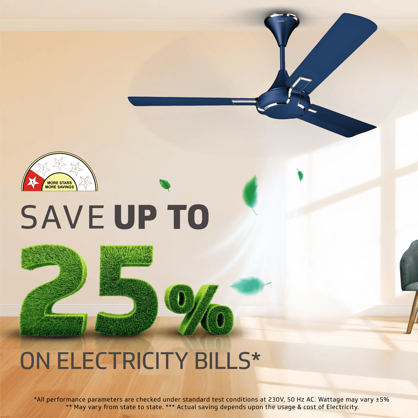 Exado Pro AS Anti Dust High Speed Ceiling Fan for Home 1.2 m, Riband Blue Matte