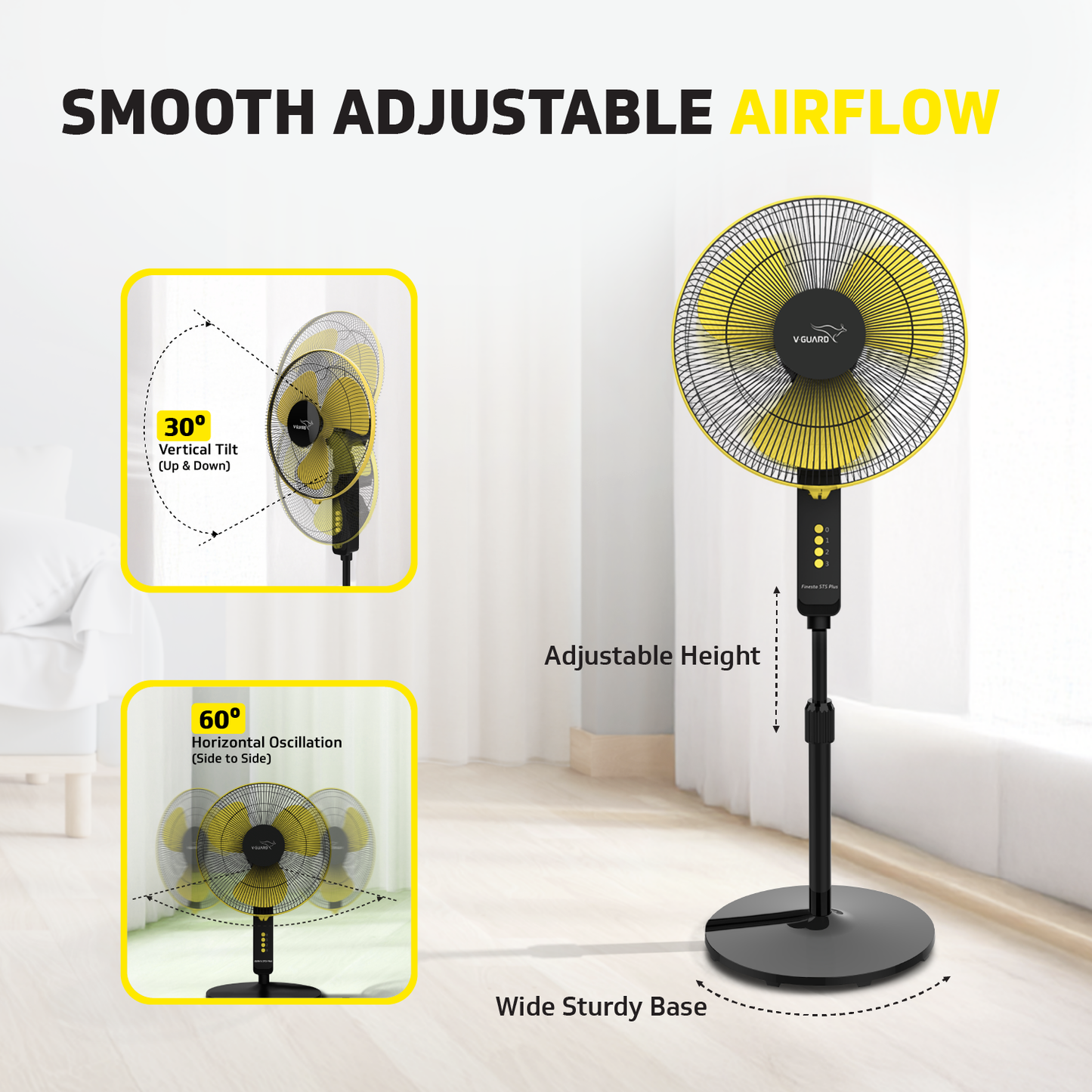 Esfera STS Plus 2 in 1 Convertible Fan 40 cm Pedestal Fan , Yellow Black