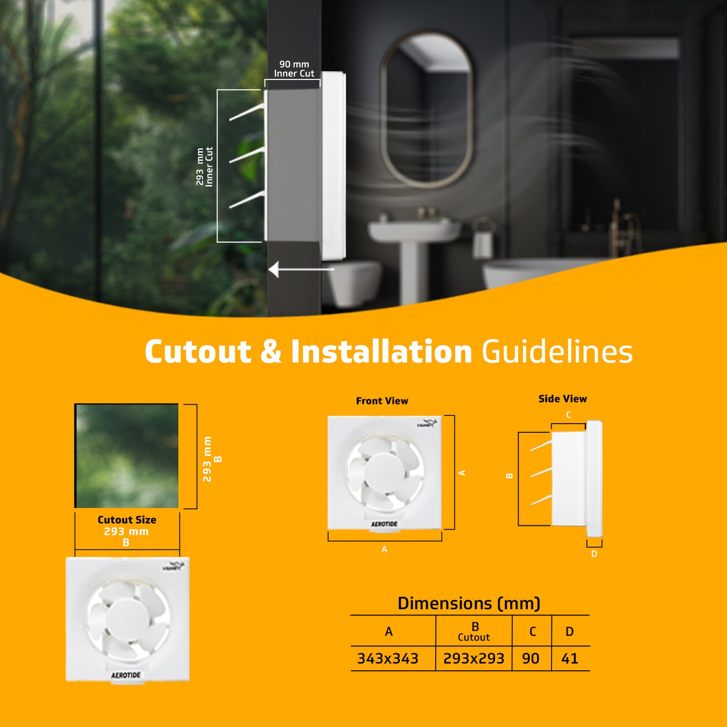 Aerotide 10 Black Exhaust Fan, Speed: 1250 RPM; Sweep: 25 cm and Air Delivery 900 m³/Hr (White) (Blade Size: 10 inch)
