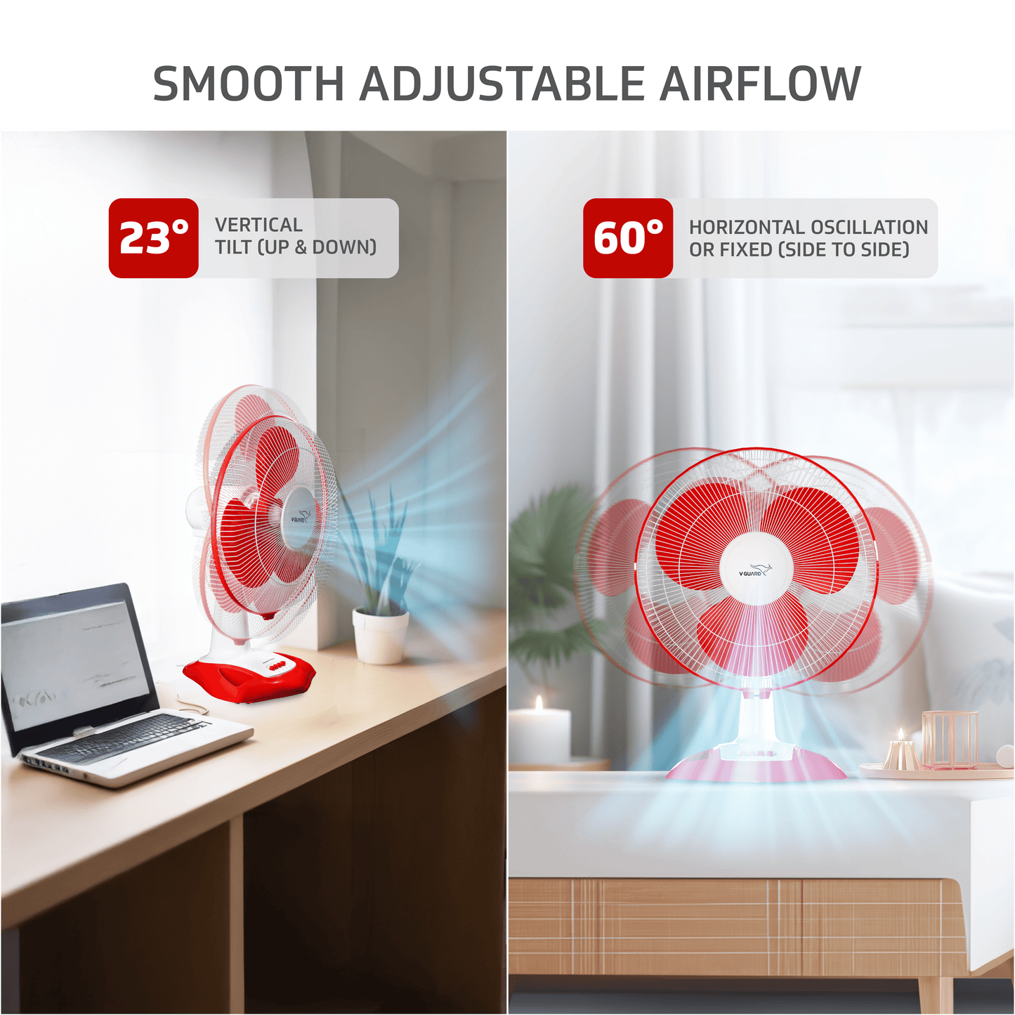 Esfera TF Table Fan, 1350 RPM, White Red