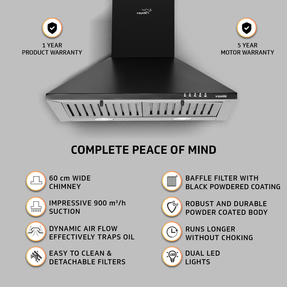 V-Guard M10 Pro 60 cm Wide Chimney and VGD 260 PL Gas Stove Combo- The Ultimate Kitchen Duo