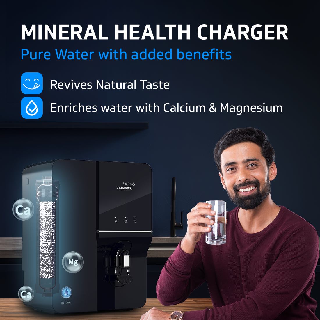 RequPro UV UF Water Purifier with Mineral Health Charger and Stainless Steel Storage Tank (Not Suitable for tanker or borewell water)