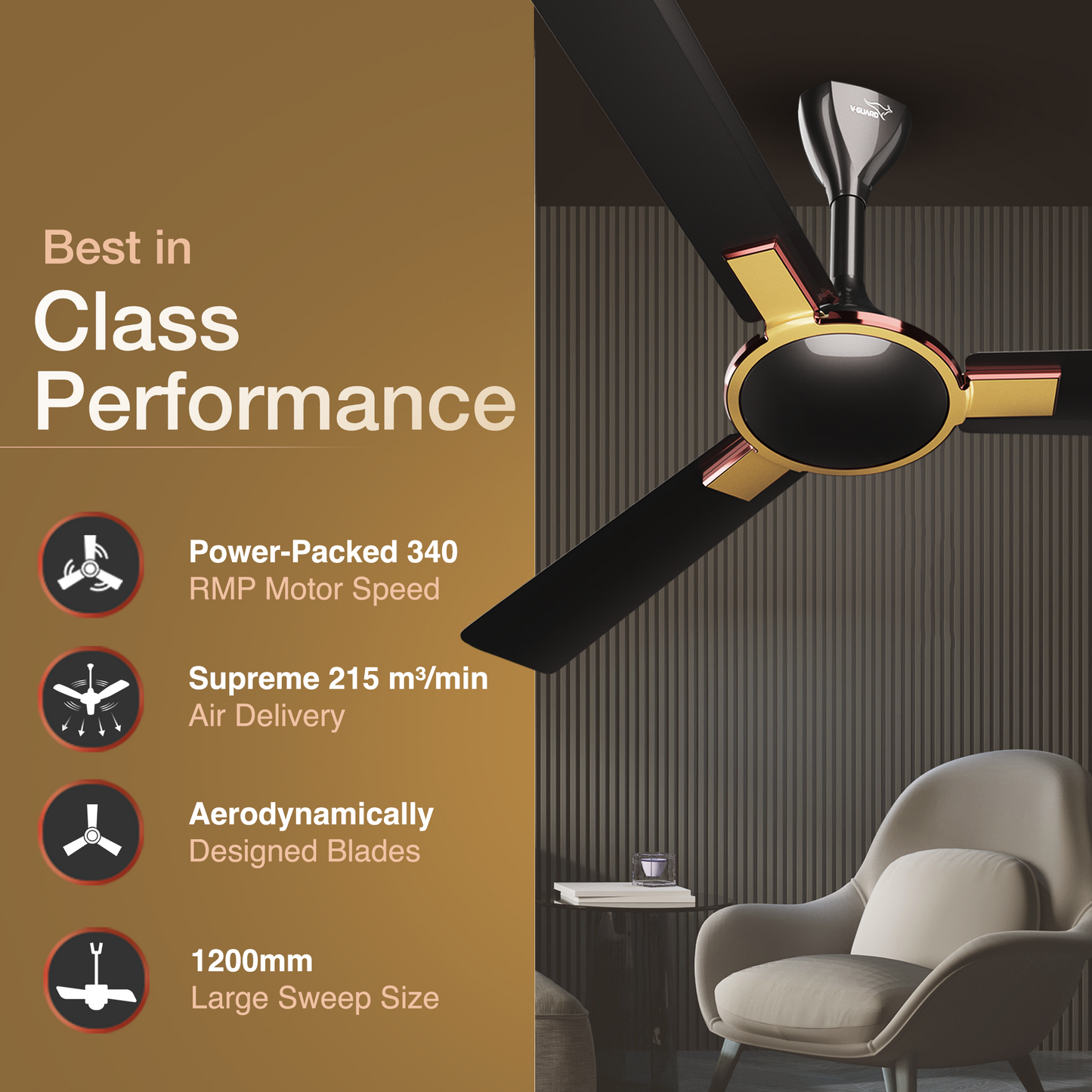 Exado AS Designer Ceiling Fan for Home 1.2 m