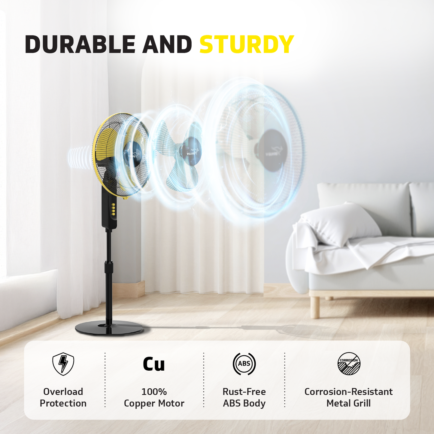 Esfera STS Plus 2 in 1 Convertible Fan 40 cm Pedestal Fan , Yellow Black
