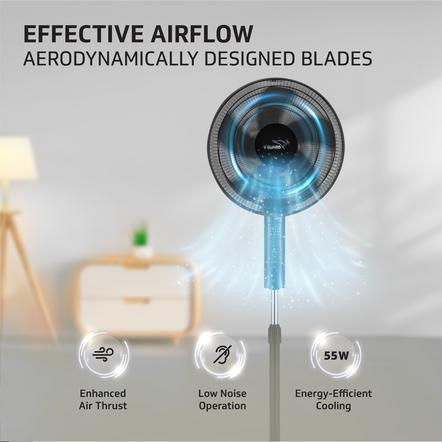 Esfera Remote 5 Blade 40 cm Pedestal Fan, Black