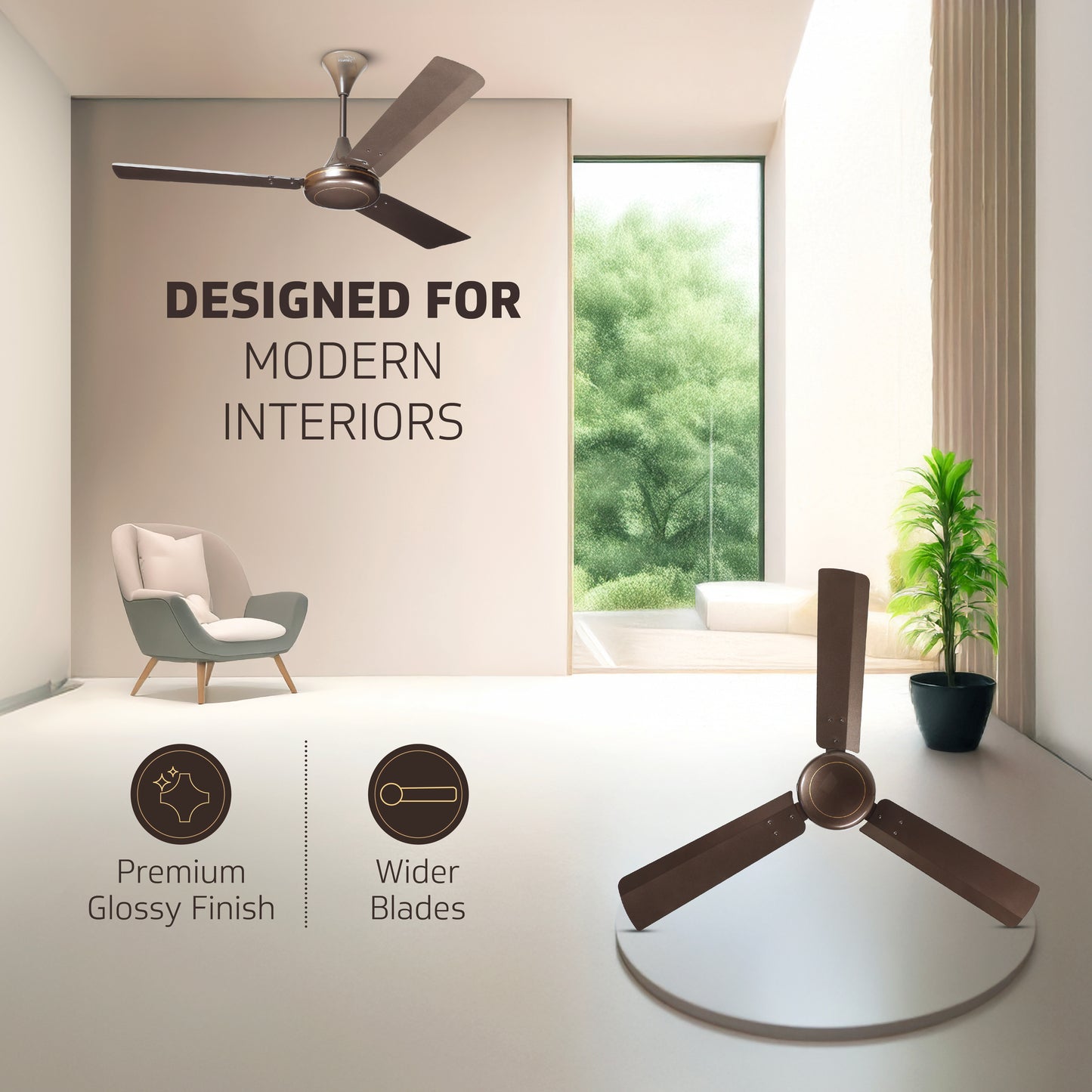 V-Guard Gatimaan Pro EC Ultra High-Speed Ceiling Fan for Home | 400 RPM | Aerodynamically Designed Blades | 1.2M Sweep | Pearl Brown