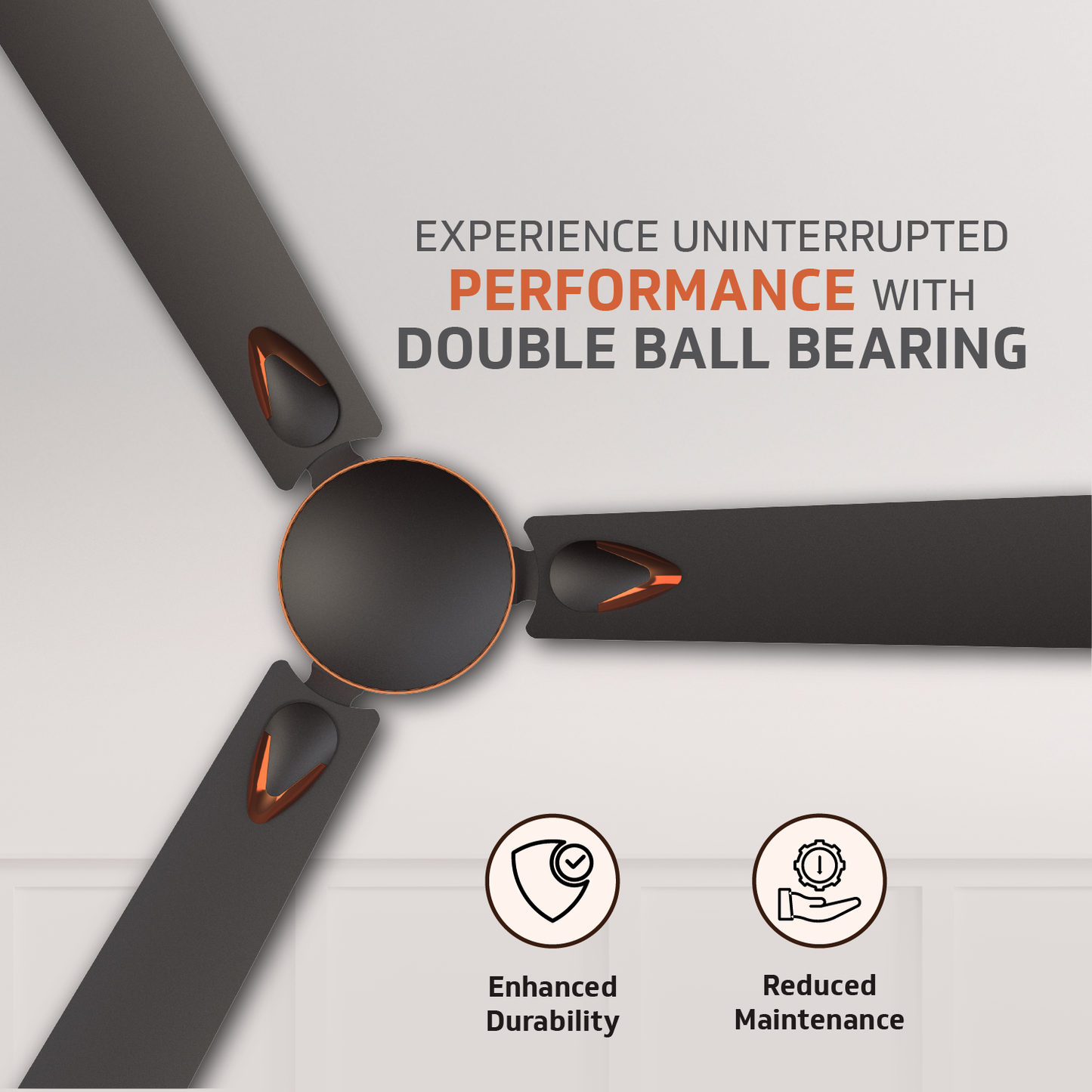 Windle Deco Zeta Ceiling Fan, 1.2 m, Matte Brown