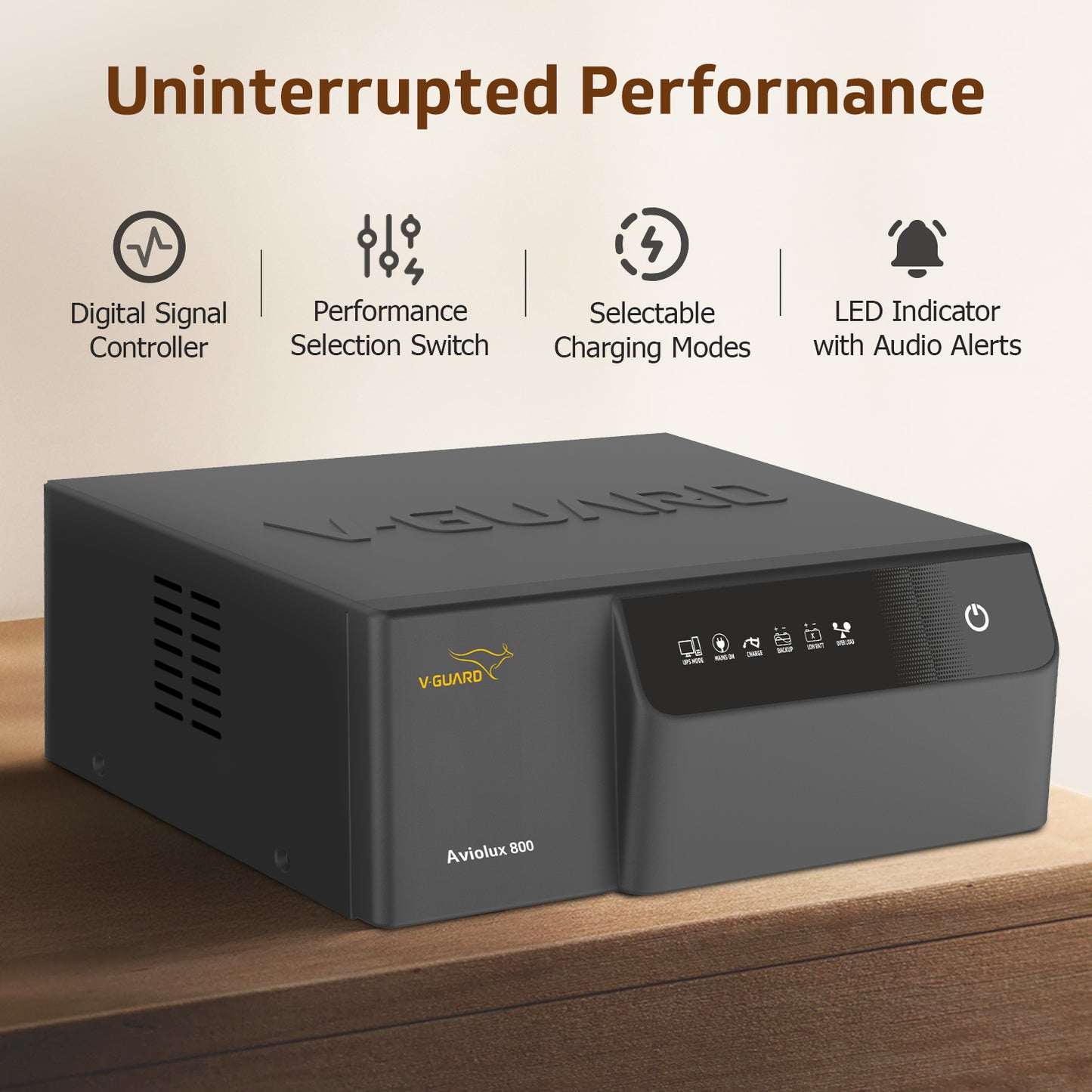 Aviolux 800 Inverter and VT 165 Eco Battery Combo for Home, Office & Shops
